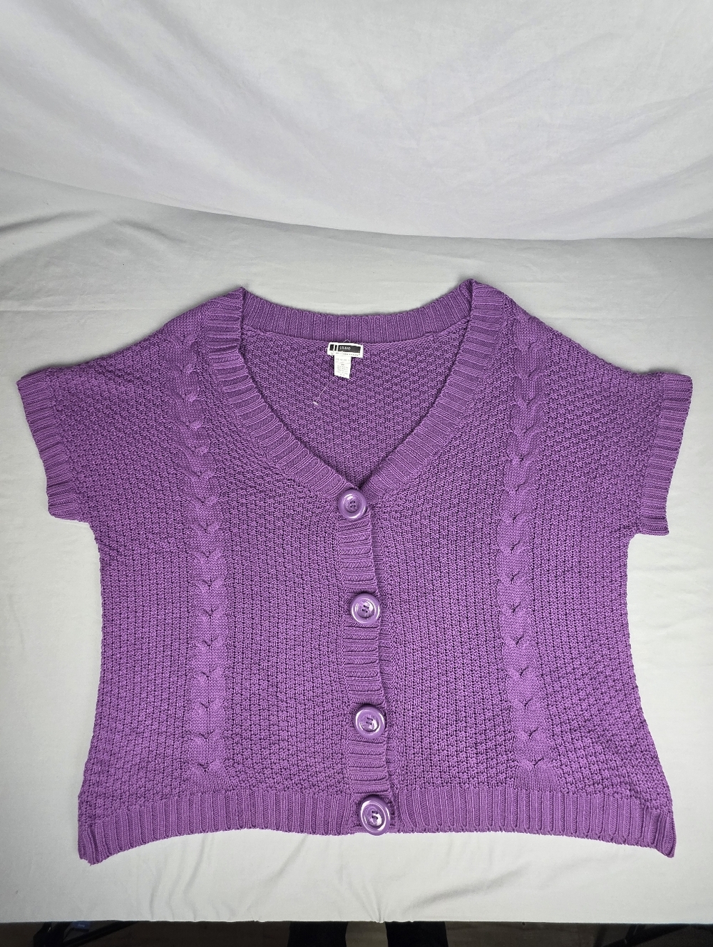 Vintage Cardigan Sweater Short Sleeve Purple Unworn With Tags Button Front 3XL